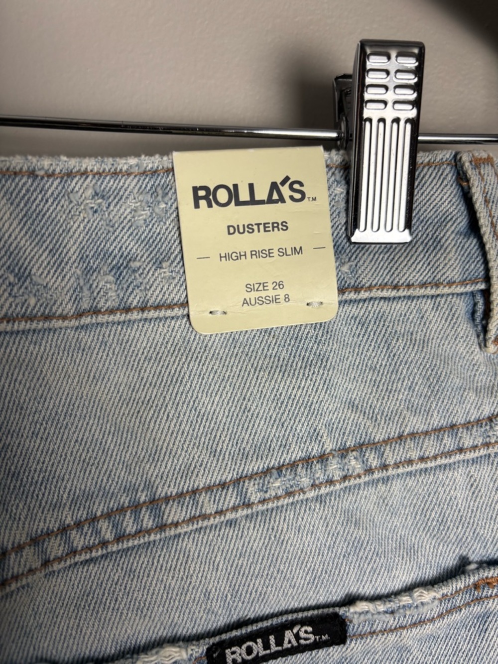 ROLLA'S Dusters High Rise Slim Light Wash Layla Bleach Distressed Denim Shorts - Picture 9 of 14